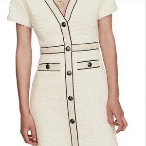 Maje Roppy Decorative-Button Tweed Mini Dress